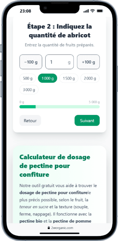Calculateur de dosage pectine